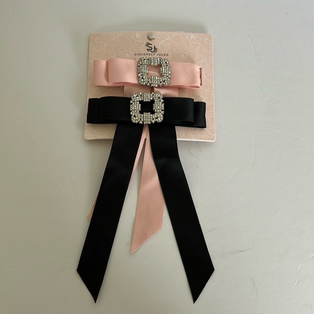 Sincerely Jules Pink and Black Hair Bows